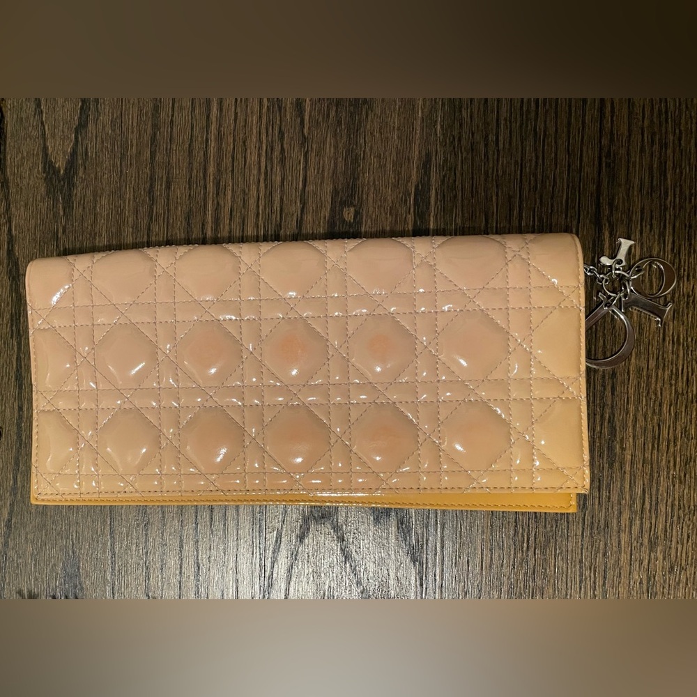 Patent Cannage Lady Dior Convertible Clutch Neutral Color